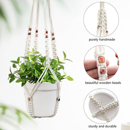 Belit 2 Pack Macrame Plant Hangers Indoor Hanging Planter Basket Decorative Flower Pot Holder Rope for Indoor Outdoor Home Decor