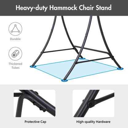 ANOW Hanging Swing Chair with Stand Included, Heavy Duty Hammock Chair with Stand and Removable Padded Cushion, Max 400 Lbs, Dark Grey