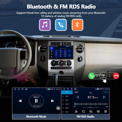 4G+64G Car Radio Stereo for Ford Expedition 2007-2014 with Wireless CarPlay Android Auto 9" Touchscreen Radio Android 13 Car Stereo with GPS Navigation Bluetooth 5.0 32EQ FM Backup Camera (Manual AC)