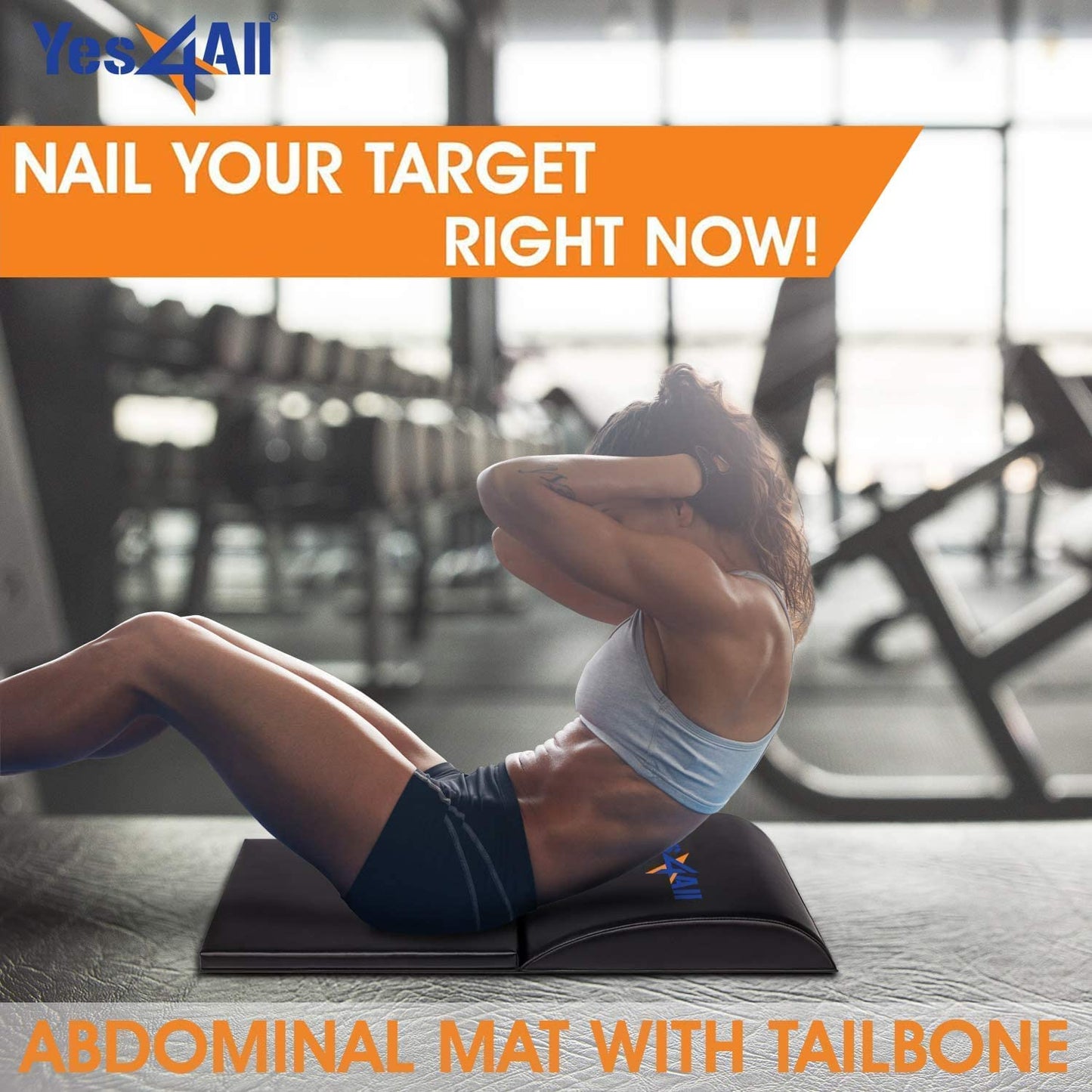 Yes4All Ab Exercise Mat Tailbone & No Tailbone, Foldable Abdominal Sit Up Support Pad, Abs Workout Equipment for Core Training and Lower Back