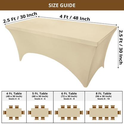 Utopia Kitchen Spandex Tablecloth 10 Pack [8FT, Champagne] Tight, Fitted, Washable and Wrinkle Resistant Stretch Table Cloth Rectangle Cover for Trade Show, Weddings & Parties [96Lx30Wx30H Inch]