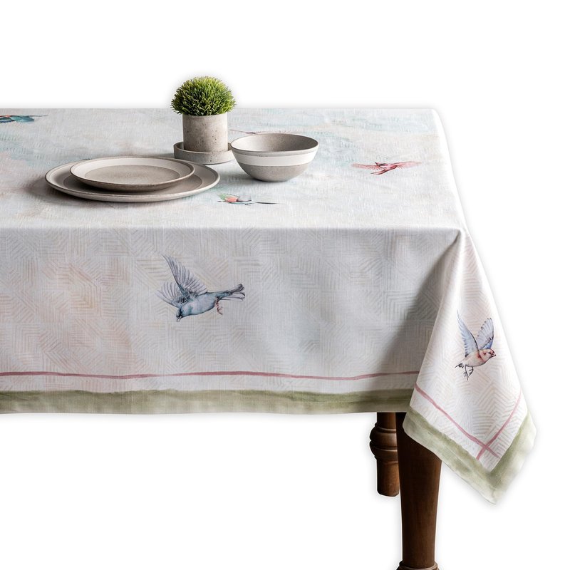 Maison d' Hermine Table Cloth Rectangle Table 100% Cotton 70 x 120 Inches Tablecloth Reusable Decorative for Dining Kitchen Room Farmhouse Home Gifts for Mothers Day Spring Summer - Flying Birds
