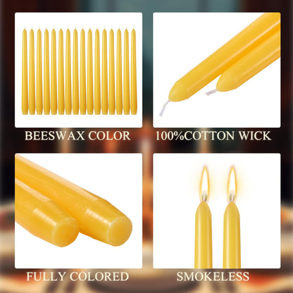 MTLEE 16 Pcs 10 Inch Long Tapered Candle Stick Bulk Smokeless Unscented Burning Candlestick Paraffin Wax with Cotton Wick for Valentine's Day Baby Shower Wedding Holiday Party Church (Yellow)
