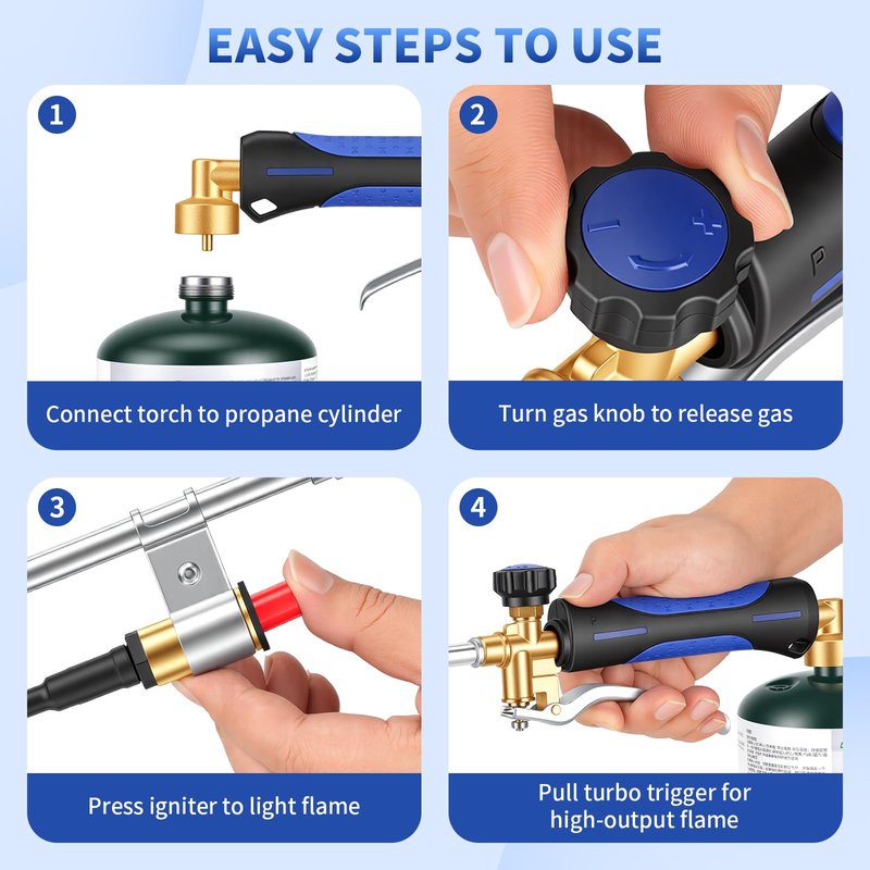 Propane Torch Weed Burner Propane Burner Weed Torch Heavy Duty Blow Torch 31"Flamethrower with Self Igniter and Turbo Trigger for Weeding Roofing Road Ice Melting BBQ(Fuel Cylinder Not Included)