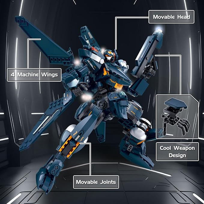 Mech Robot Transforming Building Blocks Set for Adults Blue City Protector Mecha Model Action Figures Cool Creative Robots STEM Toys Gift for Teens Boys 569 Pieces