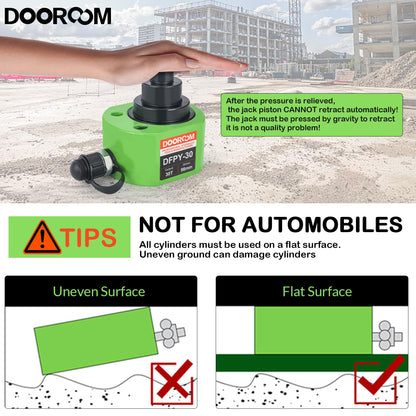 DOOROOM 30T 2.1"/54mm Stroke Portable Hydraulic Cylinder Portable Low Profile Jack Sets Multi-Acting Porta Power Ram Jack Kits Lifting Cylinder with CP-700 Hydraulic Hand Pump