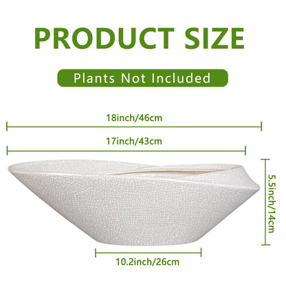 EPFamily Bonsai Pots - 18 Inch Ceramic Plant Pot for Bonsai Tree, Modern Indoor & Outdoor Succulent Planter with Drainage, Room Decor, Gifts for Plant Lovers, White-Black