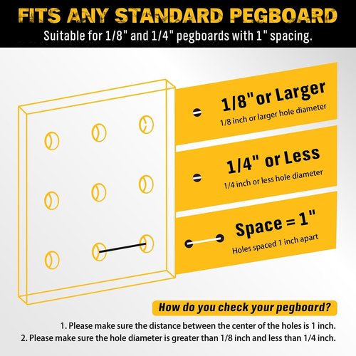 ELEAD Pegboard Hooks Kit - 297 Pieces with Bins for Tool Organization | Fits 1/8" & 1/4" Pegboards