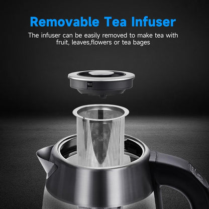 Aigostar Electric Kettle, Tea Kettle with Temperature Control and Tea Infuser, 1500W Hot Water Kettle with Variable Temperature, Keep Warm Function, LED Indicator Light Change, Auto Shut-Off, 1.7L