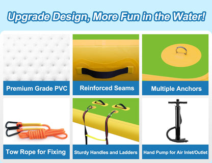 Inflatable Floating Dock for Lakes, Thick and Extra Wide Lake Floats for Adults, Non-Slip Air Dock Platform with Portable Carrying Bag, Floating Platform Island for Pool Beach Ocean