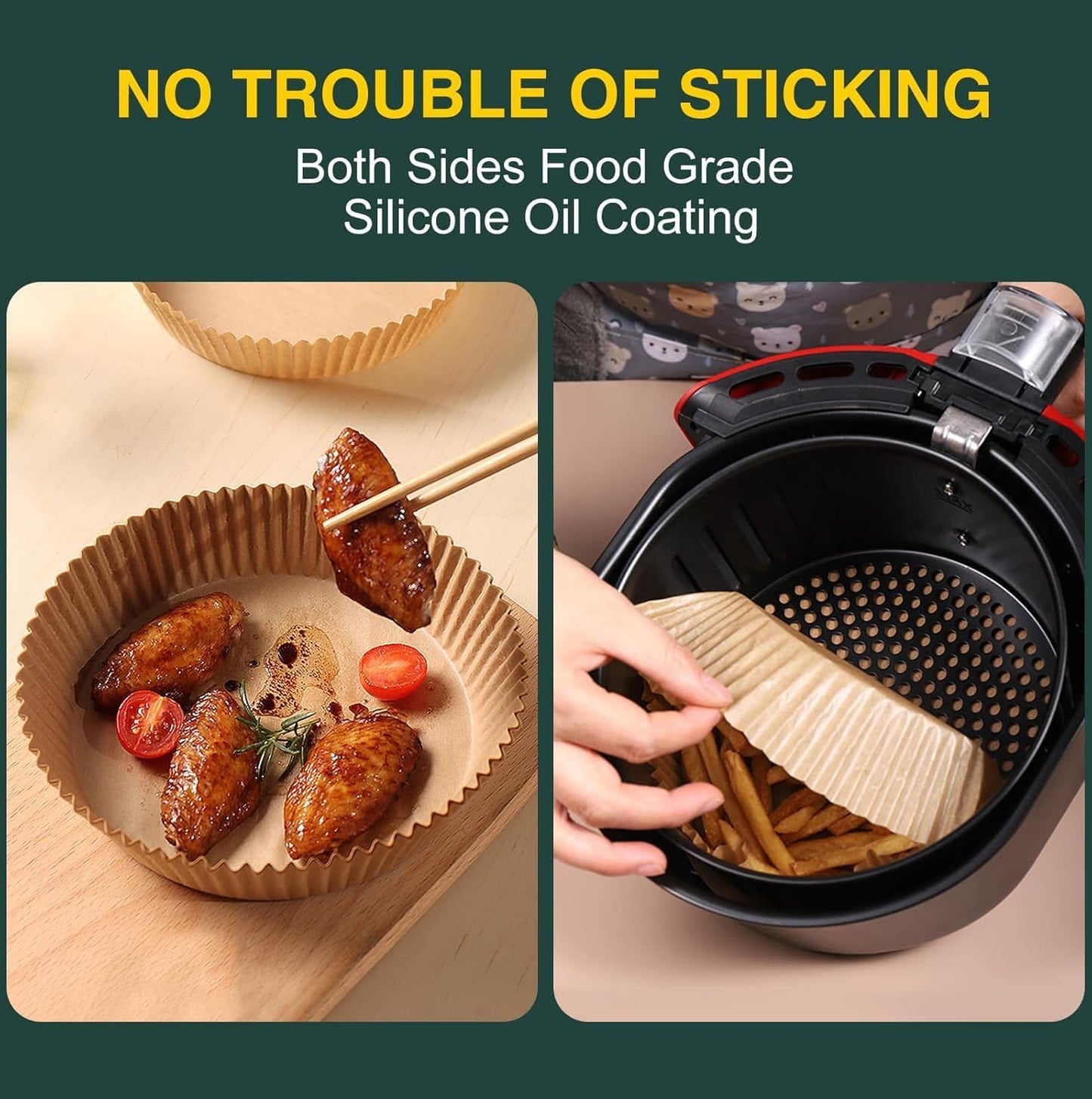 AirFryer Disposable Paper Liners - Non-Stick Round Parchment for Easy Cooking & Baking | 125PCS, 6.3 Inch