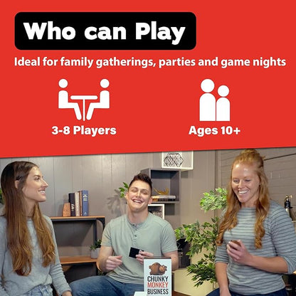 Chunky Monkey Business Funny Fill-in-The-Blank Word Guessing Brain Teaser Party Game for Game Nights Family Fun and Groups Ages 10+