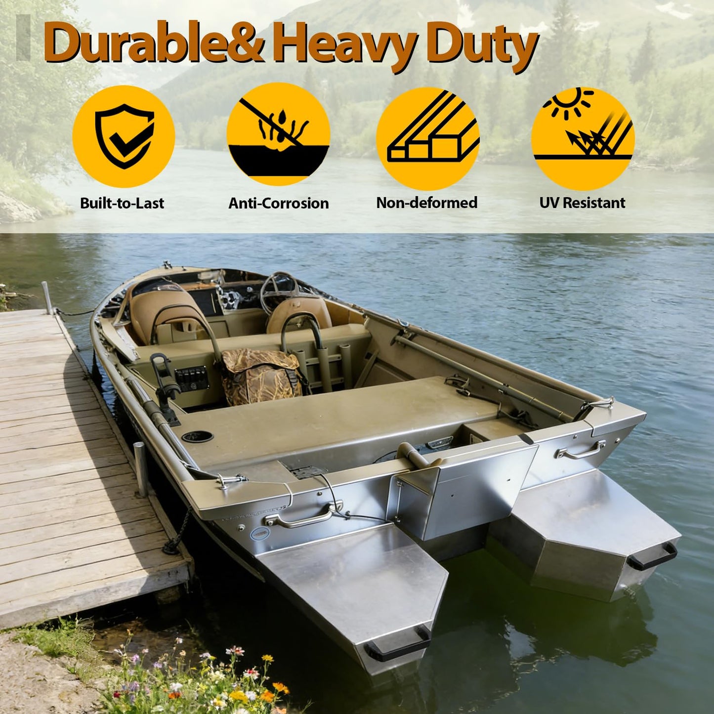 Oxphanor Boat Float Pods Pair Fits 17‘ - 18’ Boats, Portable Buoyancy Pods for Pontoon, Jon & Fishing Boats, Easy Install, UV Resistant