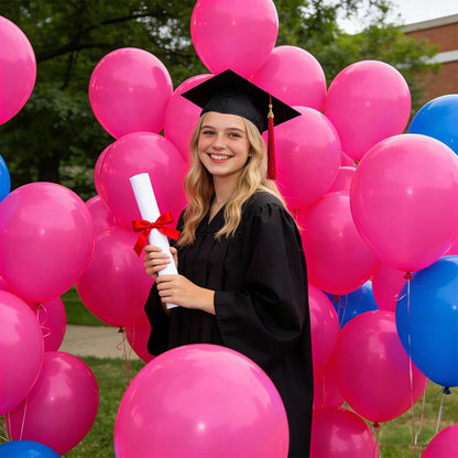 110pcs Hot Pink Balloon 12 inch, Hot Pink Latex Balloons for Birthday Party Baby Shower Wedding(with 2 Ribbons).