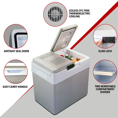 Koolatron 12V Iceless Cooler & Warmer – Portable Electric Cooler/Nevera Portátil Eléctrica for Car Truck Camper Boat, Hard Sided Mini Fridge for Camping Picnic Travel Lunch Food Drinks Office 33 qt