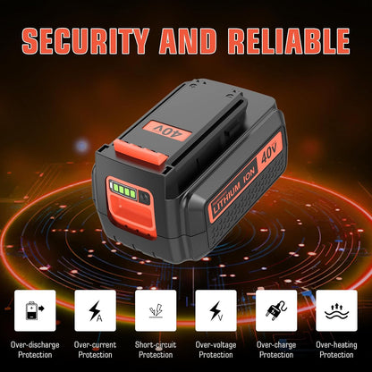 **LBX2040 Lithium-Ion Replacement Battery & Charger - 2-Pack for Black & Decker 40V Tools | 3600mAh**