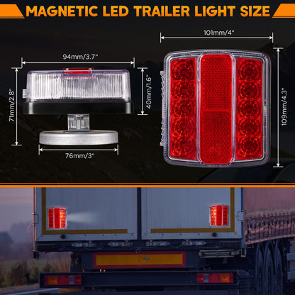 Hifybaty Wireless Trailer Light Kit - Rechargeable Magnetic LED, Waterproof, Model Z_T033S, Red, Size Trailer Light Kit_A