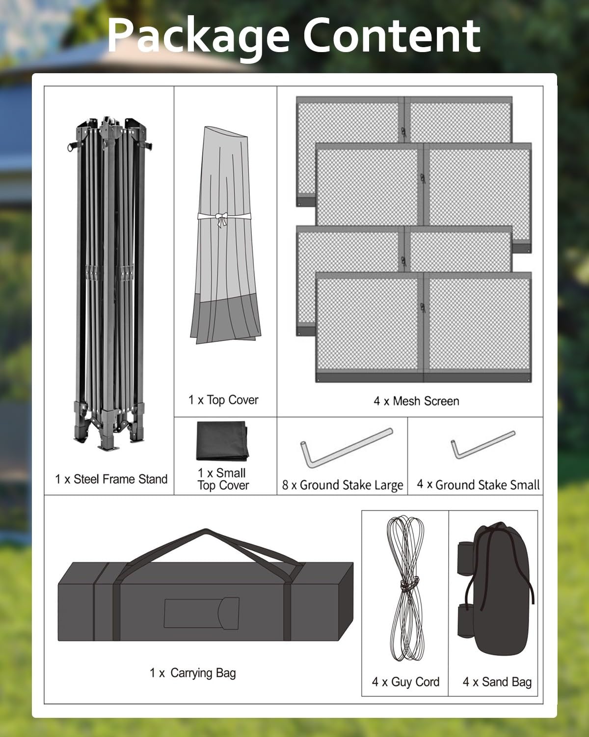 Garveelife Canopy Tent 13x13, Pop Up Gazebo Tent Easy Setup with 4 Sand Bags for Backyard Garden Patio, Mosquito Netting & Height Adjustable - Green