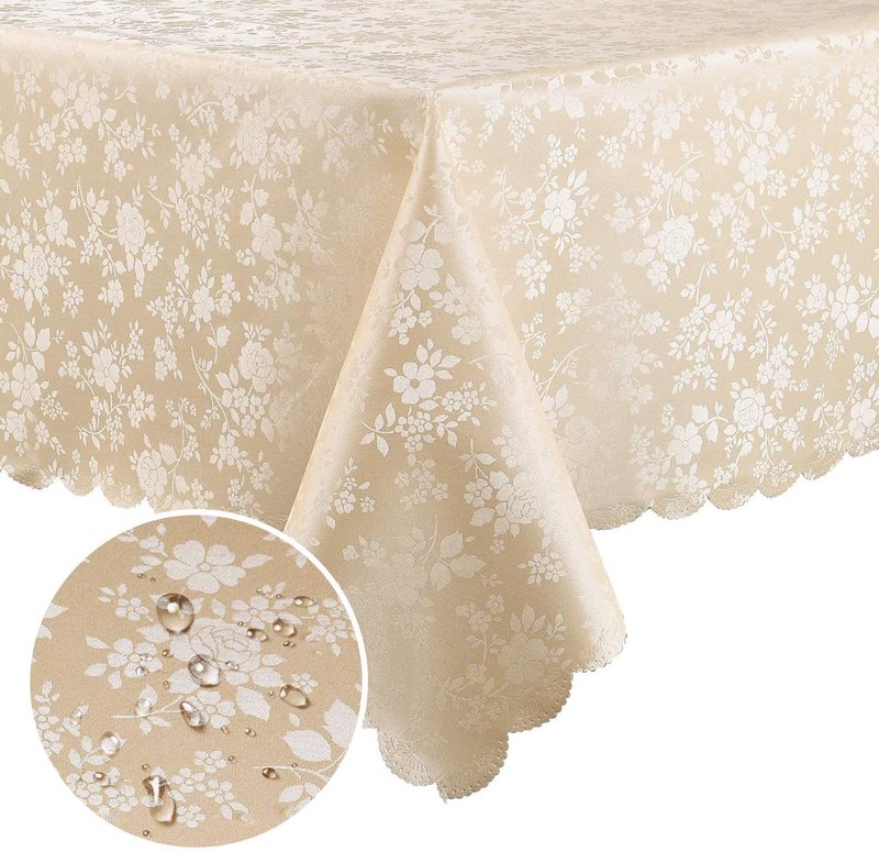 Smiry Rectangle Table Cloth, Waterproof Heavy Duty Vinyl Tablecloths, Wipeable Washable Table Cover for Kitchen and Dining Room (Beige, 70" X 120")