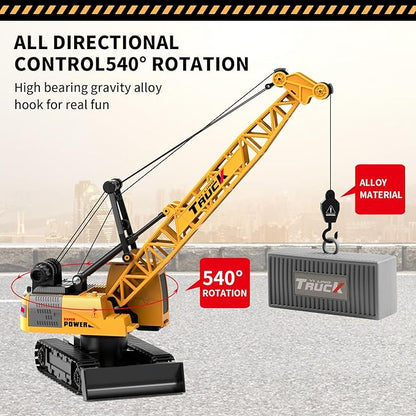 Dwi Dowellin Remote Control Crawler Crane for Boys11-Channel 2.4GHz RC Construction Crane Toy for Kids Age 3 4-7 8 9 10 Year Old