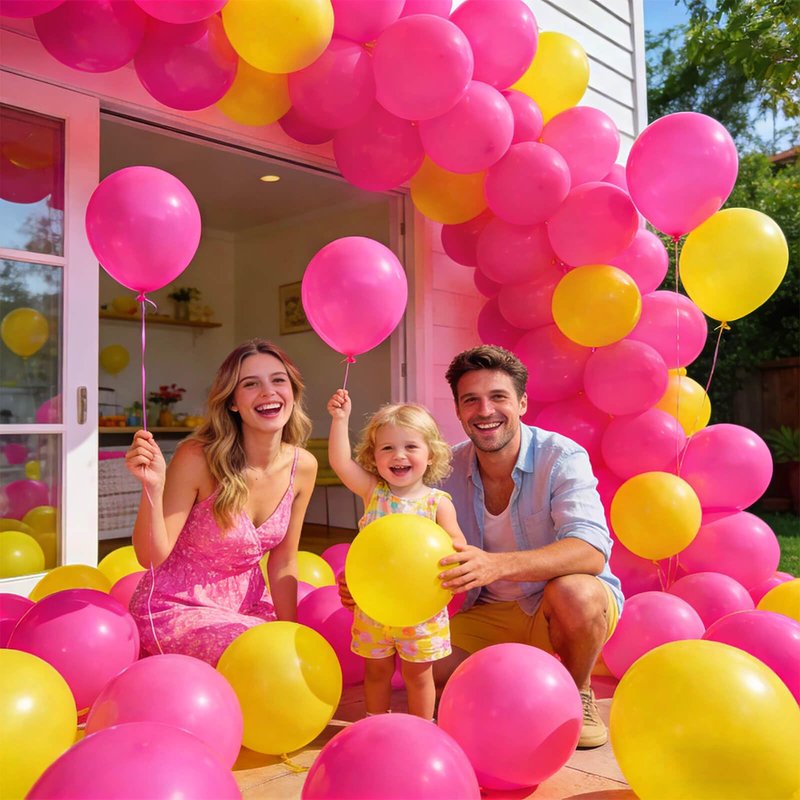 110pcs Hot Pink Balloon 12 inch, Hot Pink Latex Balloons for Birthday Party Baby Shower Wedding(with 2 Ribbons).