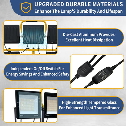 50000LM LED Work Light with Stand, 5-Head Tripod Work Light, IP66 Waterproof Adjustable Telescoping Stand, 3 Modes Portable Light for Construction Site, Garage, Workshop, Job Site, Emergency Lighting