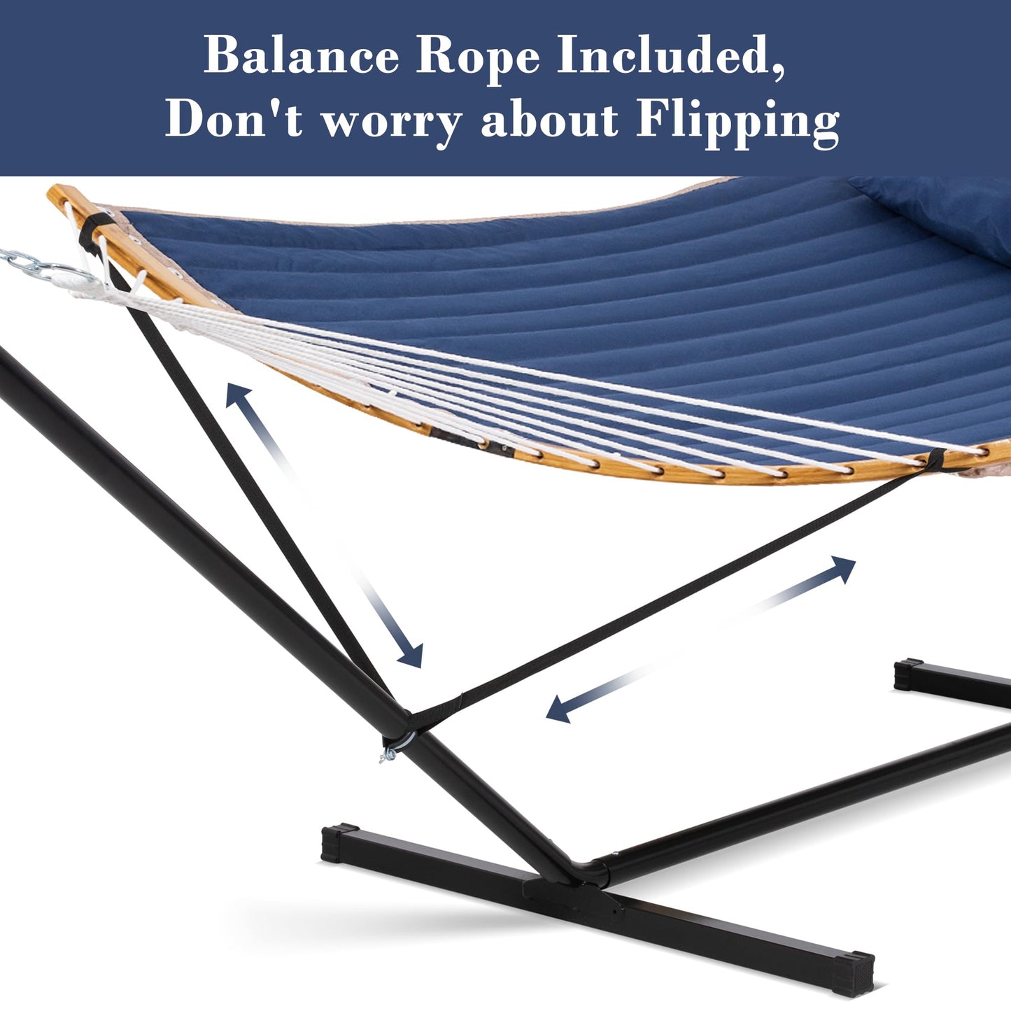 SUNCREAT Heavy Duty Double Hammock and Stand, Extra Large Hammock Carrying Bag with Zipper, Outdoor Hammock with Stand and Storage Bag