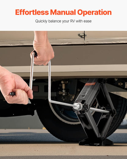 VEVOR 6500 lbs RV Scissor Jacks, 4-23.4 in RV Stabilizer Leveling Scissor Jacks, Set of 4, Heavy Duty Stabilizer Jack with Crank Handle, Socket and Bubble Levels, Not Easily Bent or Deformed