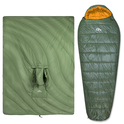 iClimb 1 Hooded 3M Thinsulate Insulation Warm Blanket and 1 3M Thinsulate Insulation Sleeping Bag, Ultralight Compact for Adults Outdoor Camping Backpacking Hiking