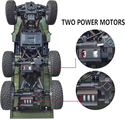 RC Military Truck 6x6 Road Remote Control Car 1/16 Scale Remote Control Truck 4WD All Terrain Rock Army Transport Vehicle Toy Vehicle for Kids Children Boy Gift