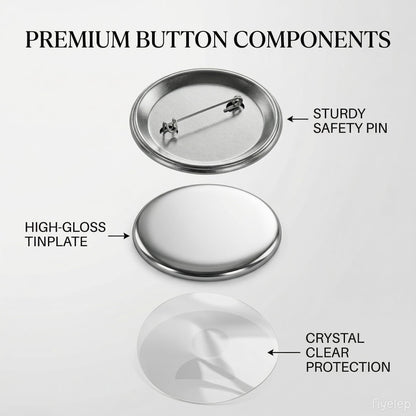 VOXIVEE 1.97in/50mm Button Maker Supplies 300Pcs, DIY Round Badge Parts with Metal Covers Pin Backs Clear Films, Compatible with 58mm Button Making Machine for Crafts