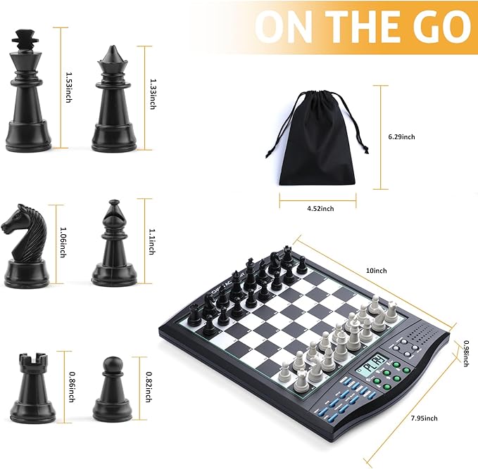 Talking Chess Academy with Voice Teaching System Electronic Chess Set with Strong Magnetic Pieces Electronic Chess Board with Rating ELO 2000 Smart Chess Board Great for Brain Training
