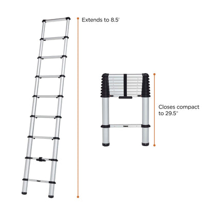 Thule Van Ladder - 9 Steps - 8.5Ft Extension - Telescoping Van Ladder - Easy Close System - EN:131 Compliant