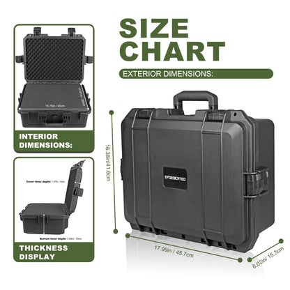 EPDEDICATED Hard Protective Case with Custom Pick-and-Pull Foam - Waterproof Shockproof Equipment Storage, 17.99x16.38x6.02 Inches, Black