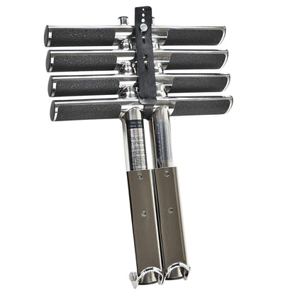 MARINE CITY 4-Step Telescoping Swim Platform Ladder – 304 Stainless Steel, Flip-Up Design, Anti-Slip Steps, 42" Pull-Out Length for Boats & Marine Use (Pack of 1)