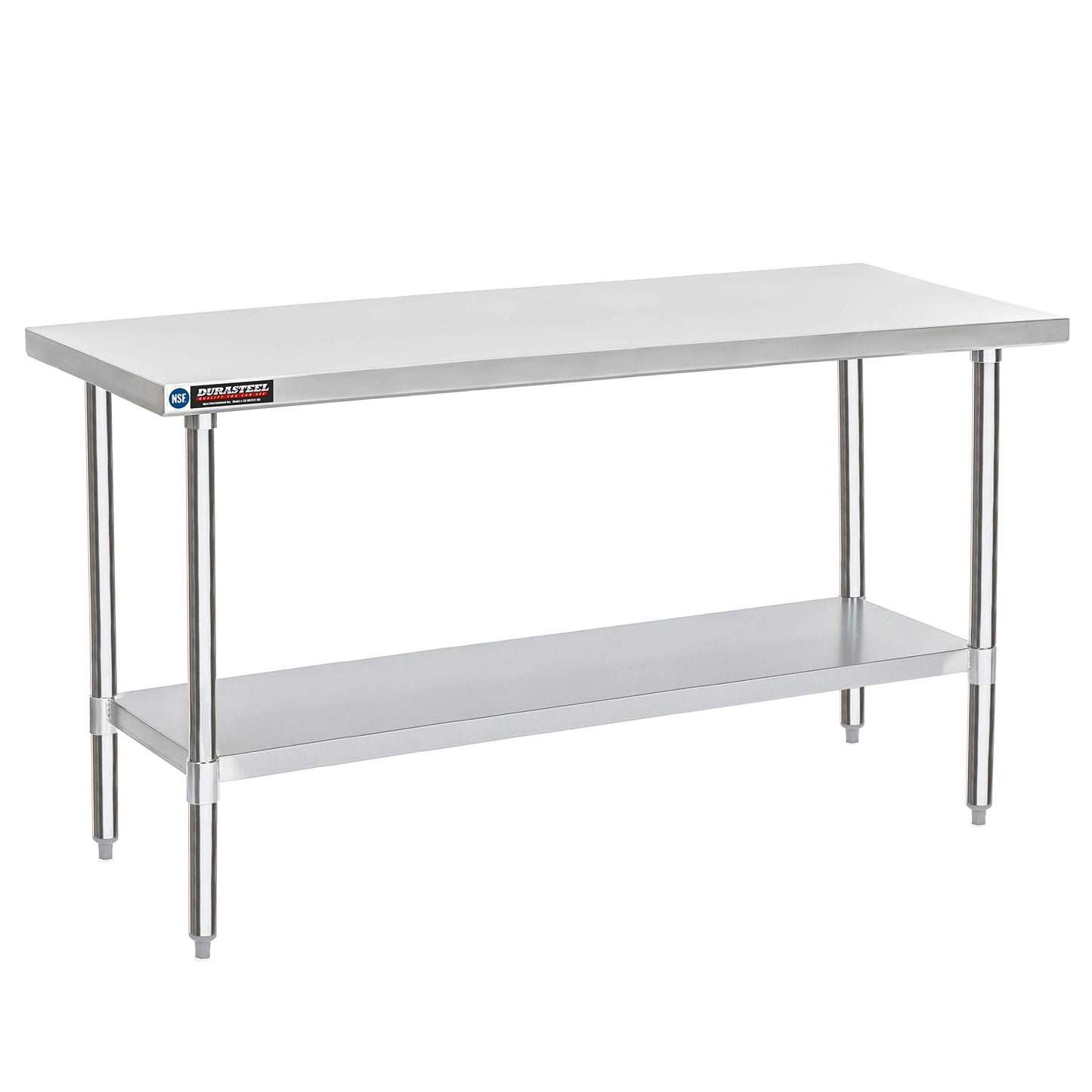 DuraSteel 24x72 Stainless Steel Work Table - NSF Commercial Prep Metal Table w/Adjustable Under Shelf - Kitchen Outdoor Pizza Oven Stand, Garage Workbench, Laundry Utility Worktable - 350 lb Capacity