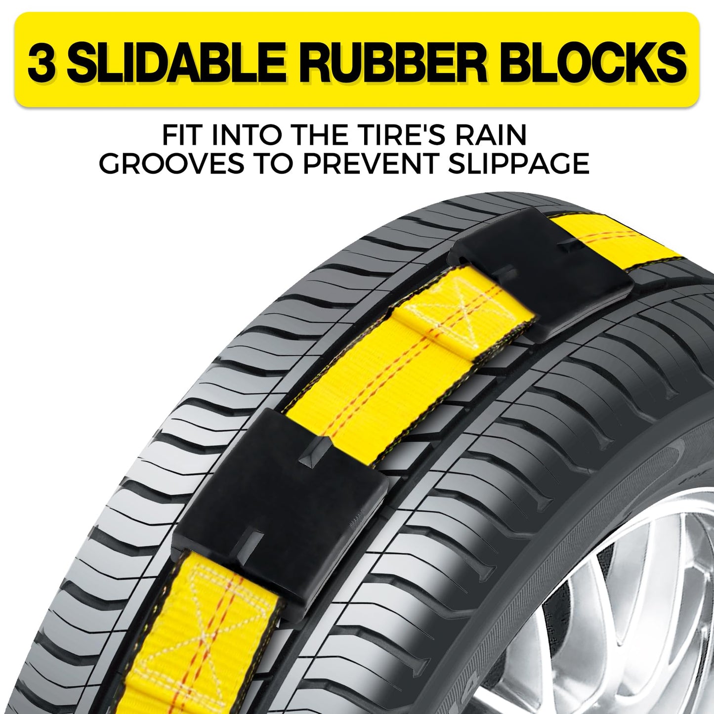 Autofonder E Track Tire Straps for Trailer Heavy Duty 2" x 10' Auto Hauler Strap-10,000lb Guaranteed Break Strength-(4) Premium Vehicle Tie Down Kit with Rubber Blocks Wheel Tie-Downs for Truck, UTV