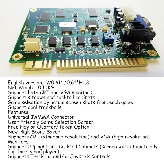 KOOBOOK 1Pcs Multi Classic 19 in 1 Multicade Arcade Multigame Jamma PCB Board Multiple Arcade Games Video Board