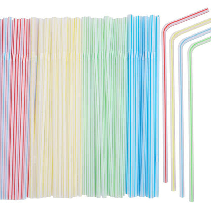 Luszmoax 200 Pcs Plastic Straws Disposable -Straws Drinking Plastic -8.8inch Long Bendy Straws -Flexible Bendable Drinking Straw
