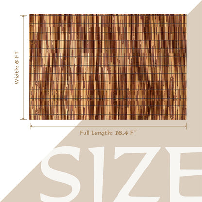 Natural Reed Fencing Rolls,6FT X 16.4FT Reed Screen Curtain Bamboo Fence Covering Privacy for Outdoor Backyard Patio Garden Decorative Fence (Brown)