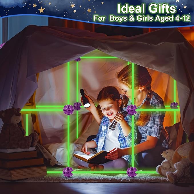 V-Opitos 140 Pack Glow in The Dart Fort Building Kits for Kids Age 4 5 6 7 8+ Years Old STEM Building Toys for DIY Castles Tunnels Ideal Christmas Birthday Gifts for Boys &amp Girls