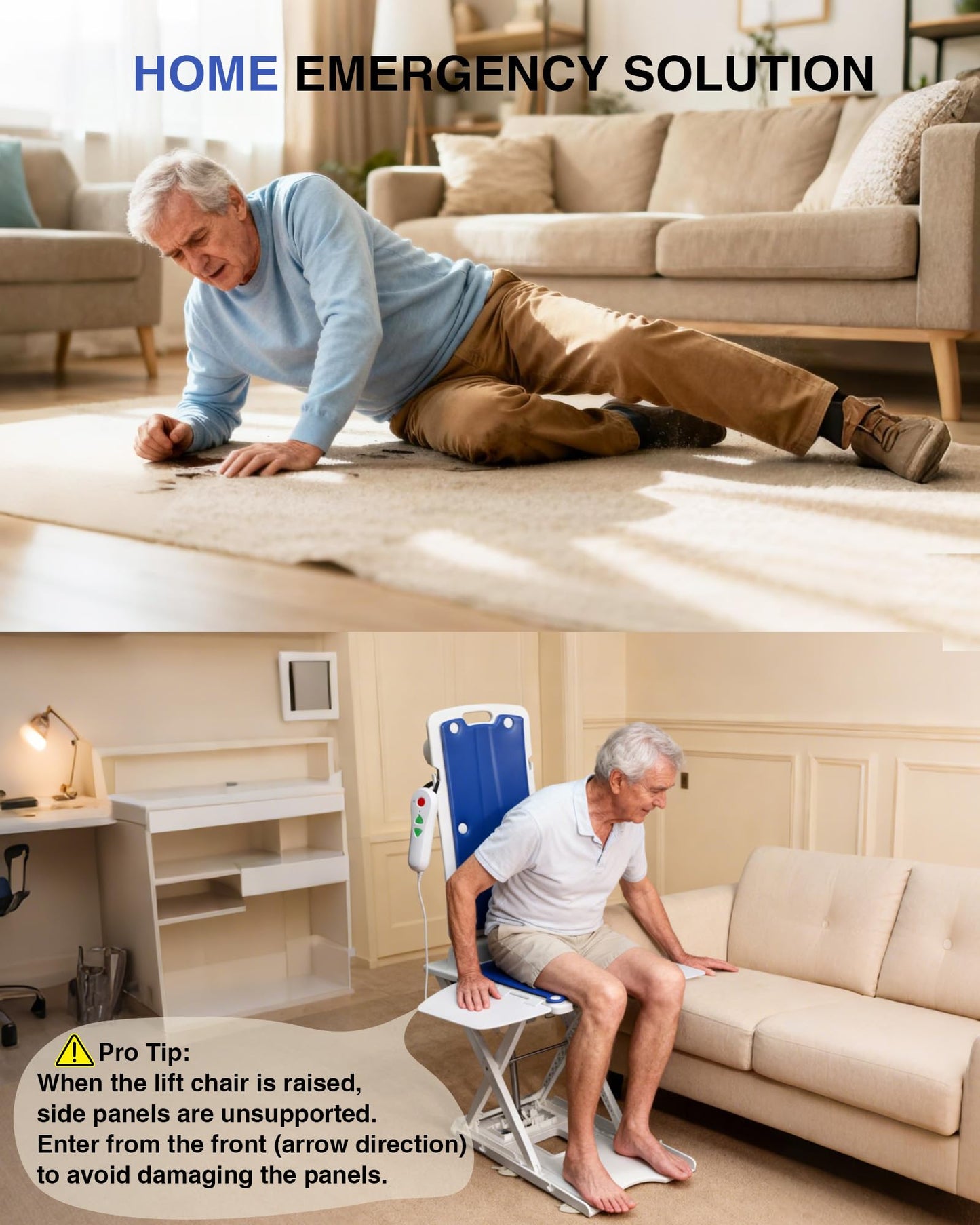 Pterying Electric Chair Lift for Elderly, Floor to Chair Transfer Aid, IPX8 Waterproof, Max Load 308 LBS, Heavy Duty Bath Lift, Assisted Transfer for Seniors (Bathtub/Bedroom/Living Room)