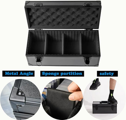 Toploaders Storage Box for 3 x 4 35pt Rigid Cards Trading &amp Sports Cards Graded &amp Rating Cards with 3 DIY Sponge Partitions (Holds 300+ Toploaders (N300-Black)