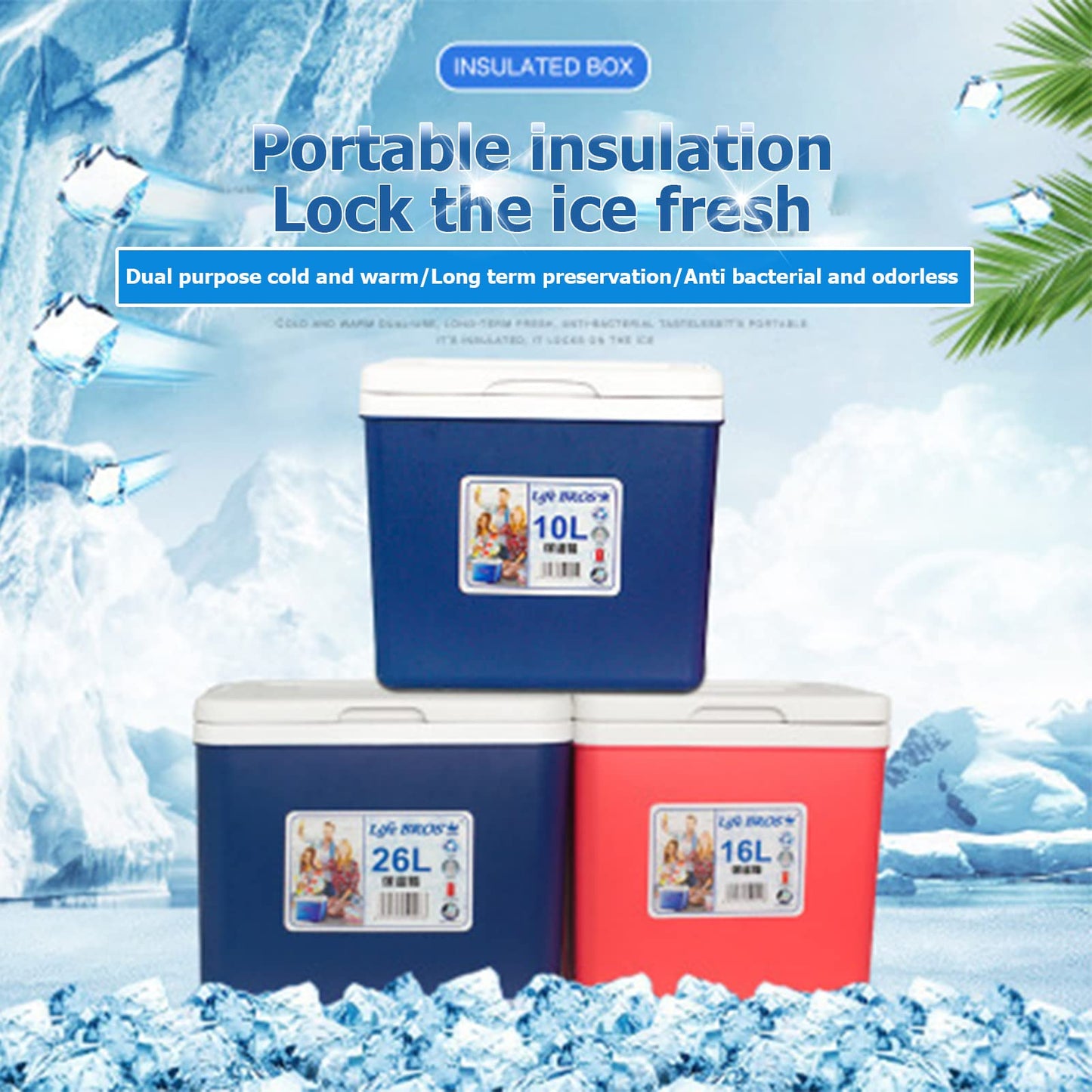 11/17/28 Qt Insulated Portable Cooler Leak-Proof Ice Chest Lunch Box Hard Coolers with Ice Packs for BBQ, Camping, Pincnic-Red
