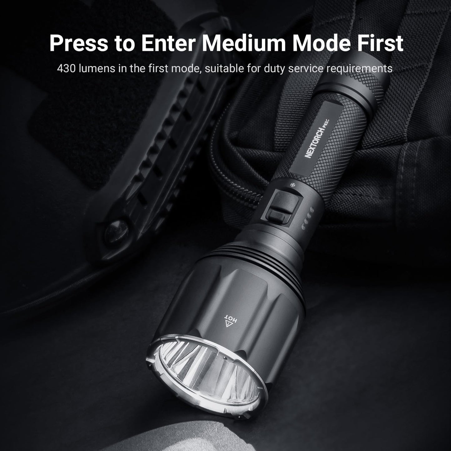 NEXTORCH P82C Long Range LED Flashlight, 2200 Lumens Handheld Torch Ultra Bright, 1100 Meters Beam Distance Searchlight with Nano-Ceramic Bezel, USB-C Rechargeable for Security Patrol, Outdoor, Rescue