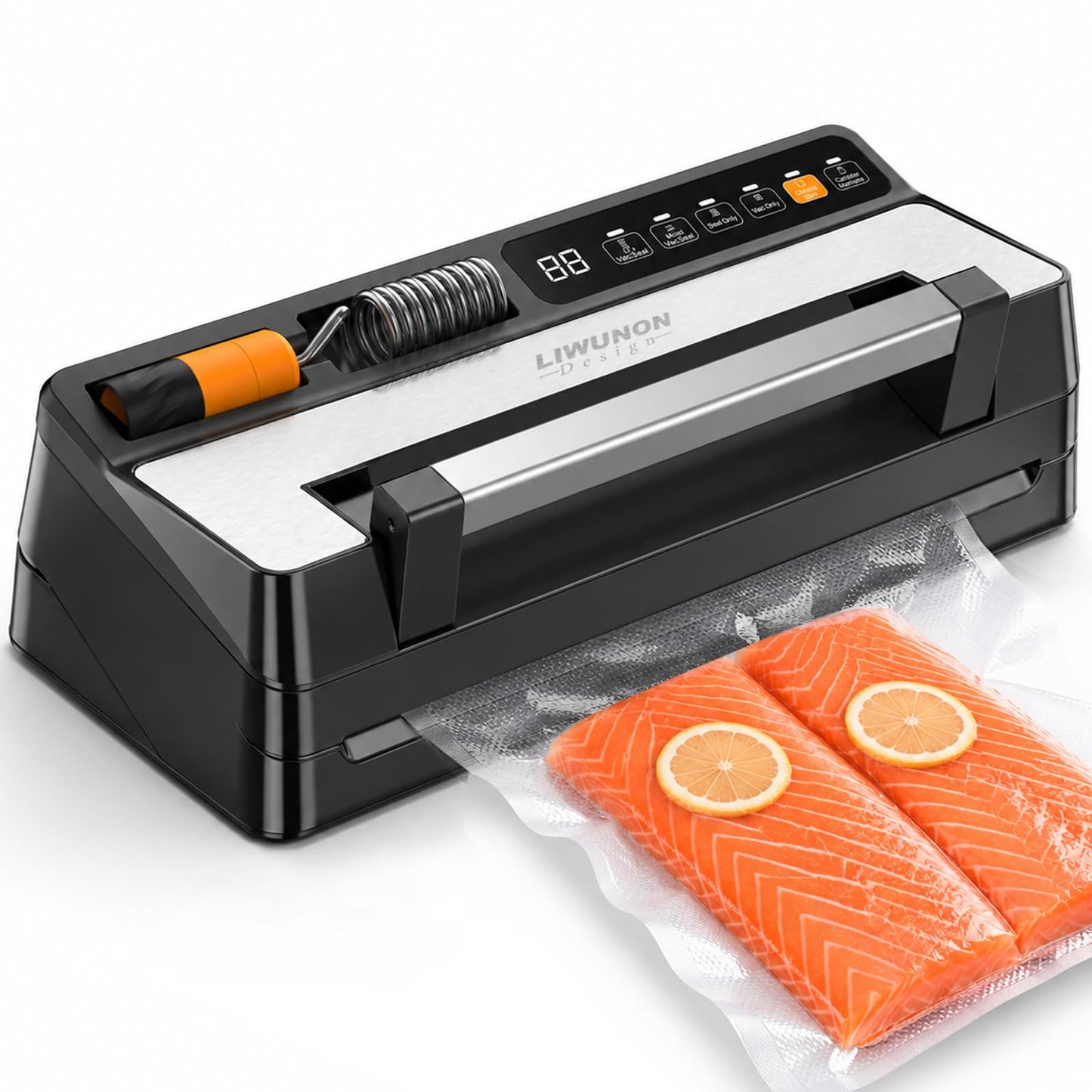 Next-Gen Vacuum Sealer Machine, Food Vacuum Sealer with Powerful Suction Pump, Dual-System for Valve&Textured Bags, Canisters & Marinate, Dual-Heat Seal for Dry&Moist Food, Built-in Cutter&Bag Storage
