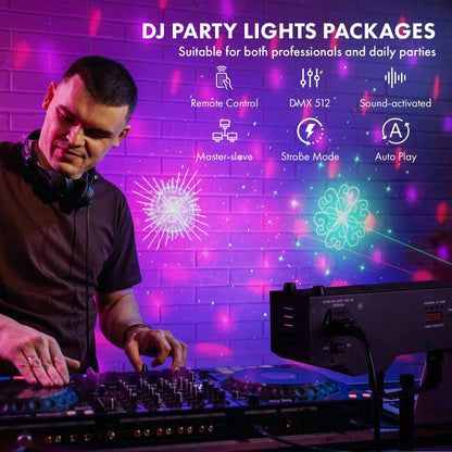 ENDYSHOW DJ Light with Stand,7IN1 DJ Disco Party Light with Stand&Carry Bag RGB Par Lights,Rotating Ball,Strobe,UV Lighting by DMX Sound Activated Remote Control for Parties Gig Bar Stage