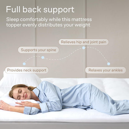 Skiennix Ultra Soft Queen Mattress Topper - Cloud-Like Comfort & Breathable Cooling for Hot Sleepers - White