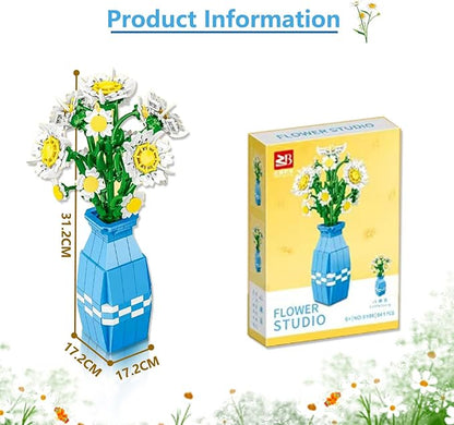Daisy Building Set with Vase Compatible with Lego 541PCS Flower Bouquet Building Sets for Adults Artificial Flowers for Home Decor Christmas Birthday Valentines Gift for Her &amp Him 14+
