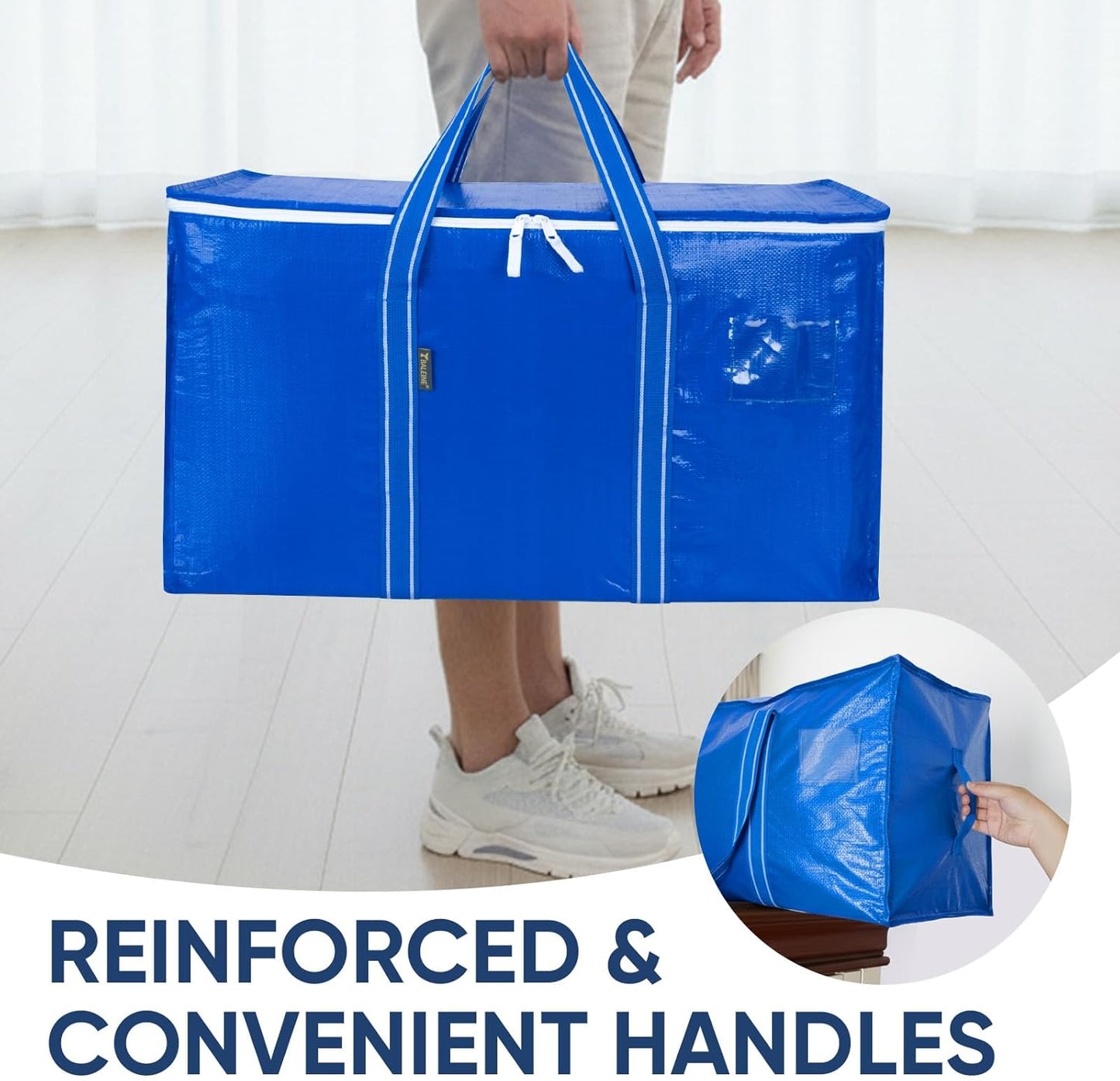 BALEINE Oversized Moving Bags - Heavy-Duty Storage Totes with Reinforced Handles | 6-Pack in Royal Blue
